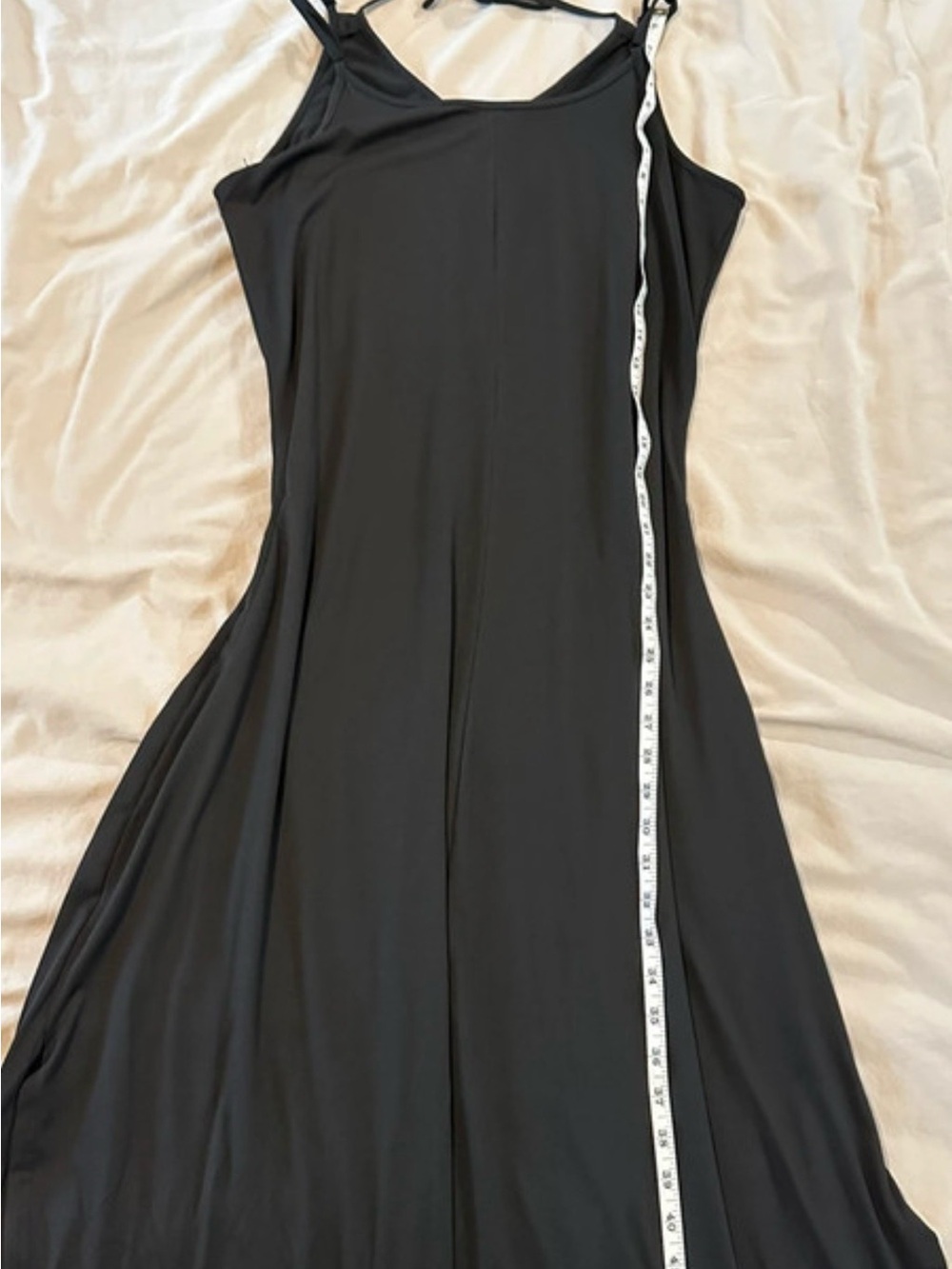 & Other Stories Black Maxi Slip Dress with Thin Straps
